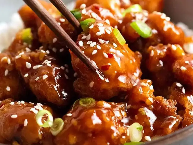 Crispy chicken in tangy-sweet sauce at Golden Hibachi Wok, a Chinese Restaurant in Warminster